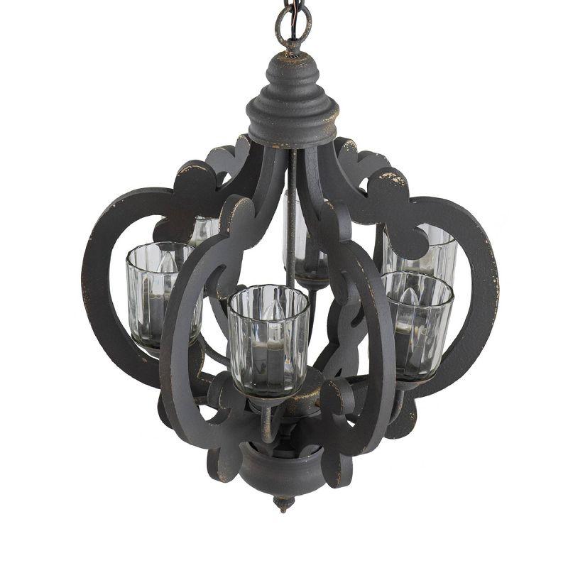 21"x24" 6-Light Wood Chandelier Ceiling Light Gray - A&B Home: No Assembly, UL Listed, Adjustable Height