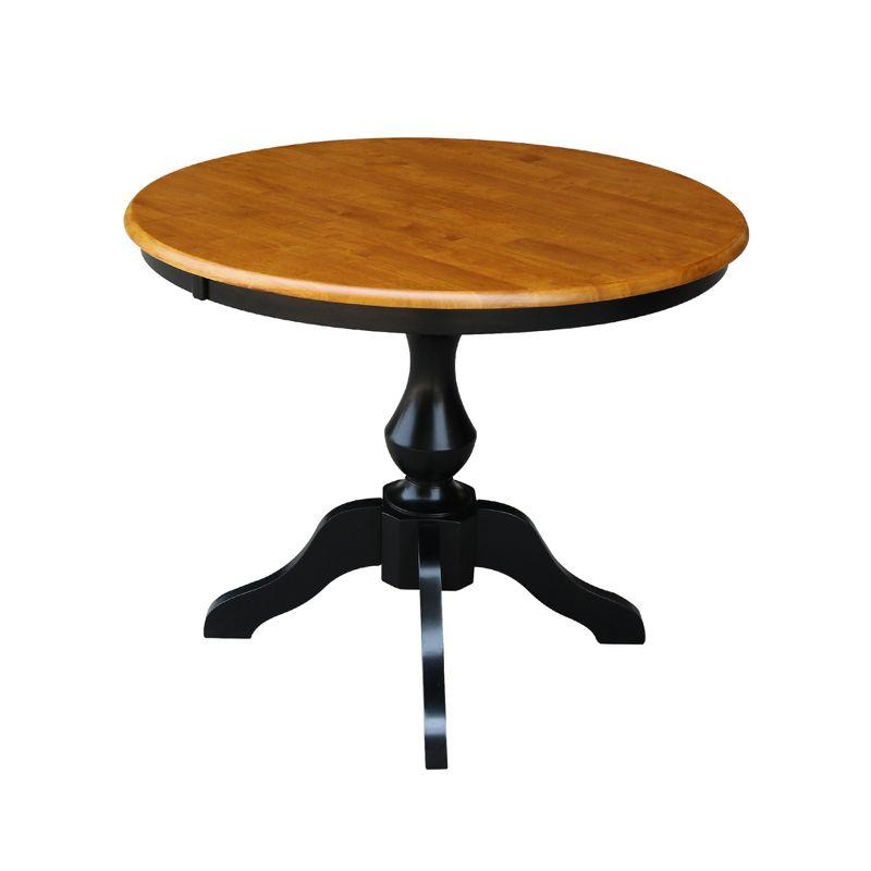 Elegant Dual-Tone Round Solid Wood Dining Table in Black/Cherry