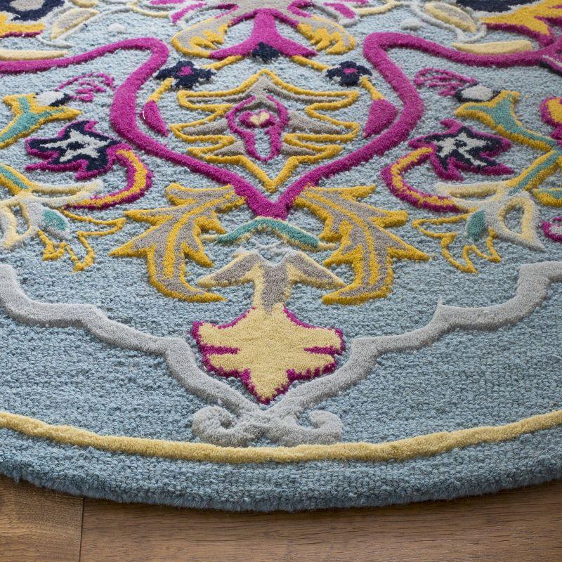 Bellagio BLG605 Hand Tufted Indoor Area Rug - Light Blue/Multi - 5' Round - Safavieh