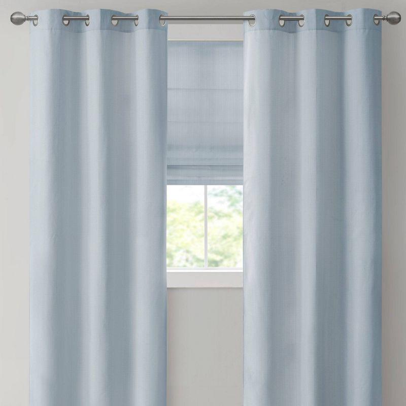 Blue Basketweave Cordless Room Darkening Roman Shade 35x64"