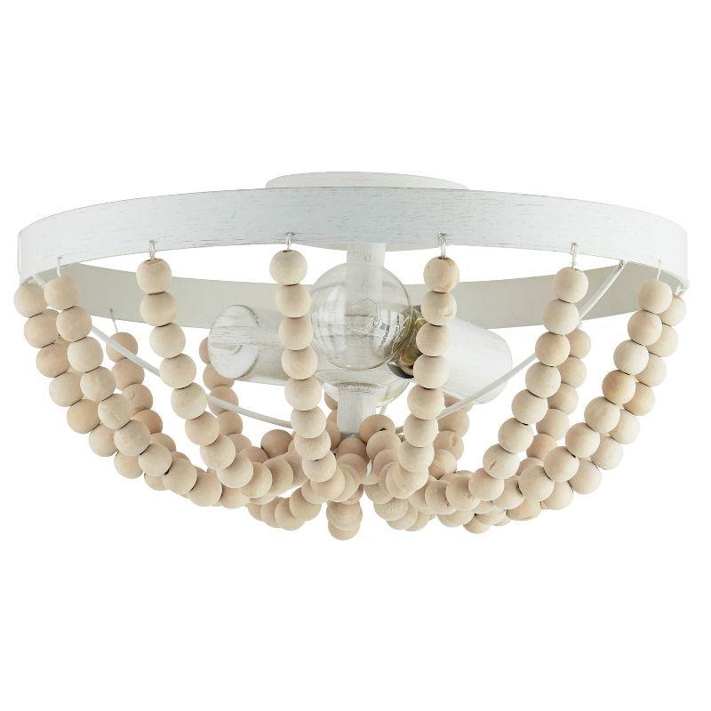 15" Delilah Boho Semi-Flush Mount Pendant White - River of Goods: Metal & Wood, UL Listed, 2-Bulb Ceiling Fixture