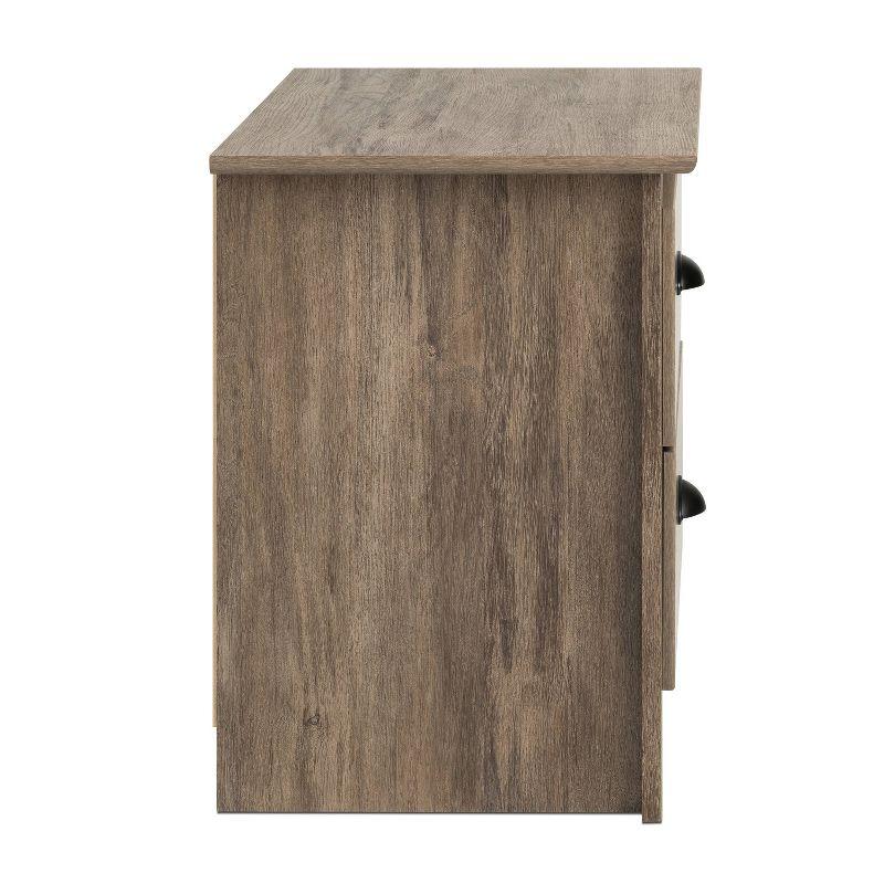 Salt Spring 2 Drawer Nightstand Drifted Gray - Prepac: Coastal Style, Black Metal Handles