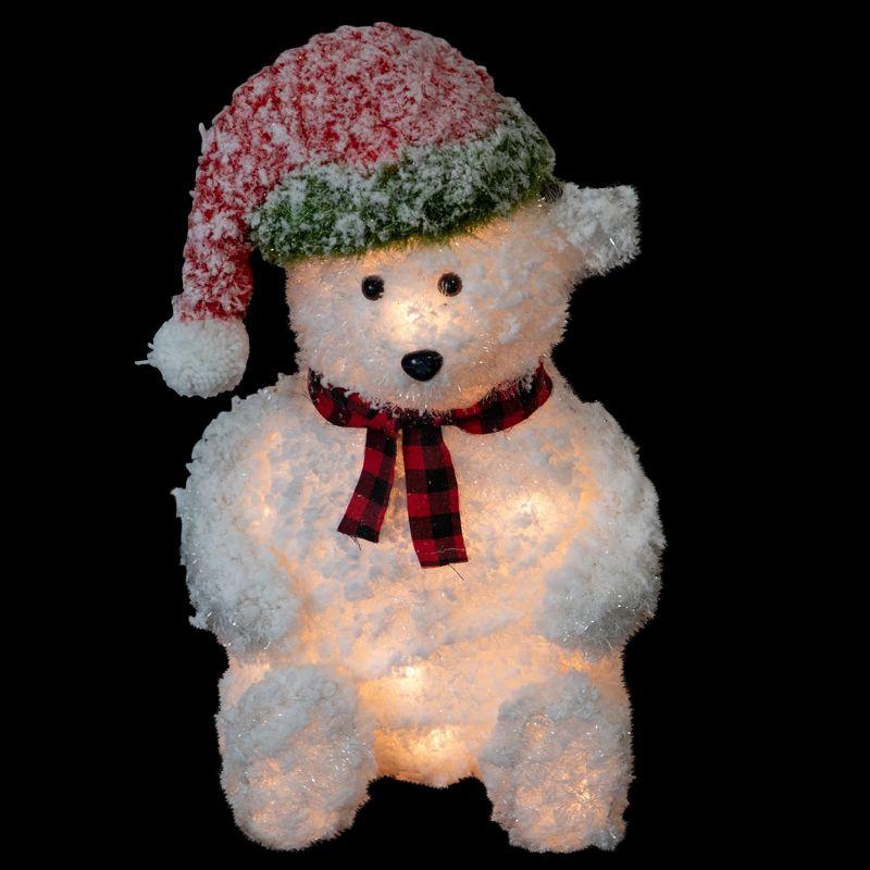 Northlight Lighted Snowy Polar Bear Outdoor Christmas Decoration - 21" - Warm White