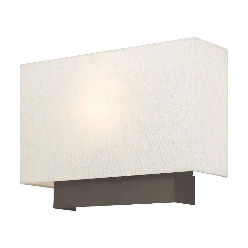 Meadow Modern English Bronze 1-Light ADA Sconce with Oatmeal Shade