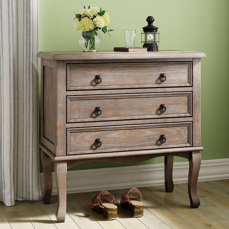 Elegant Farmhouse Light Gray 3-Drawer Storage Chest