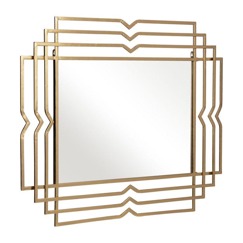 SAGEBROOK HOME 39" Metal Rectangular Mirror Gold: Contemporary Style, Hand-Painted, Wall Mount, Iron Frame