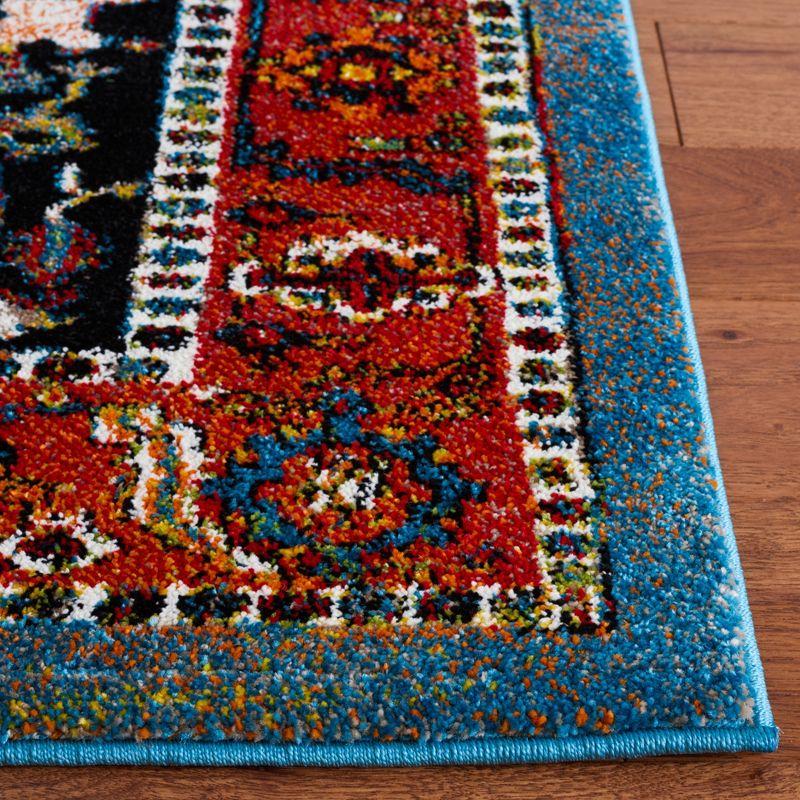 Blue and Red Vintage Hamadan Persian Area Rug