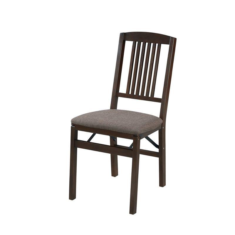 MECO Wood Fabric Upholstered Seat Folding Chair