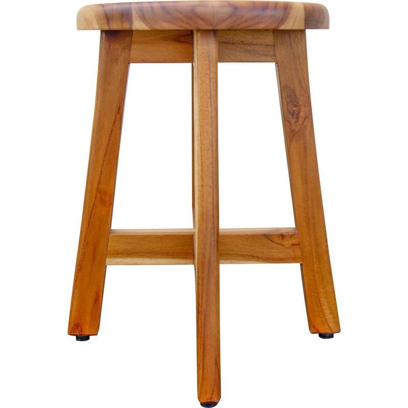 EcoDecors Shoji Teak Shower Stool 18" High Solid Teak Wood Shower Stool/Seat in Earthy Teak