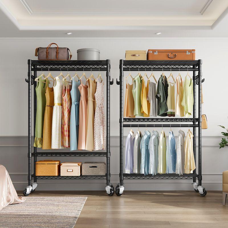 VIPEK V12 Medium Heavy Duty Rolling Garment Rack 3 Tiers Clothes Rack Freestanding Wardrobe Closet Storage Rack