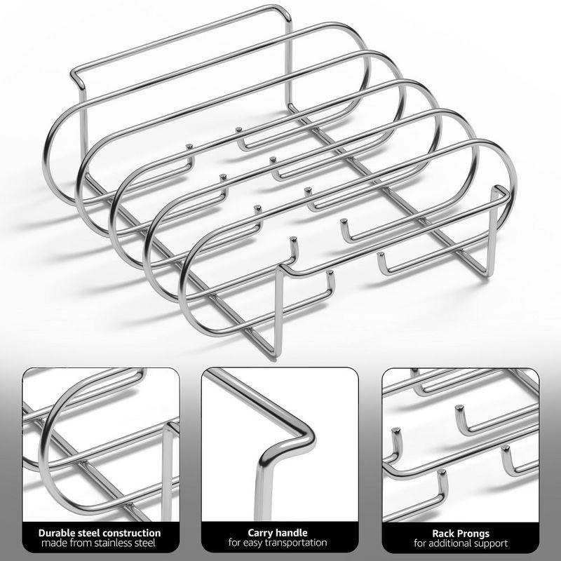 Silver Non-Stick Steel Rib Rack for Grilling