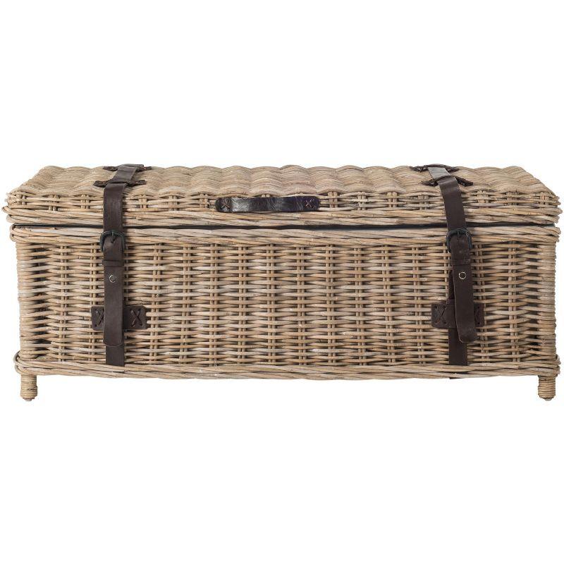 Navarro Rattan Coffee Table Trunk - Grey - Safavieh