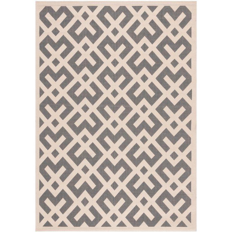 Courtyard CY6915 Power Loomed Indoor and Outdoor Area Rug - Grey/Bone - 4'x5'7" - Safavieh