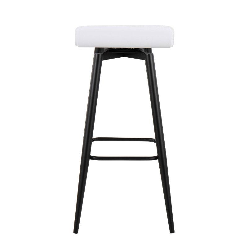 Set of 2 Ale Faux Leather/Steel Barstools Black/White - LumiSource: Upholstered Rectangle, Fixed Height, 250lbs Capacity