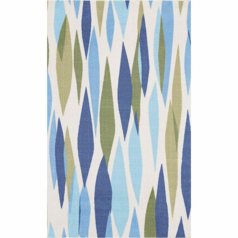 Seaglass Blue and White Synthetic Small Area Rug