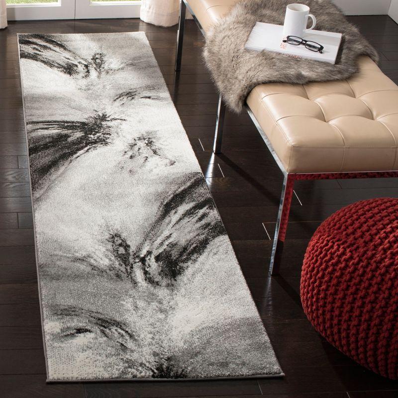 Mystic Glacier Abstract Hand-Knotted Gray Runner Rug