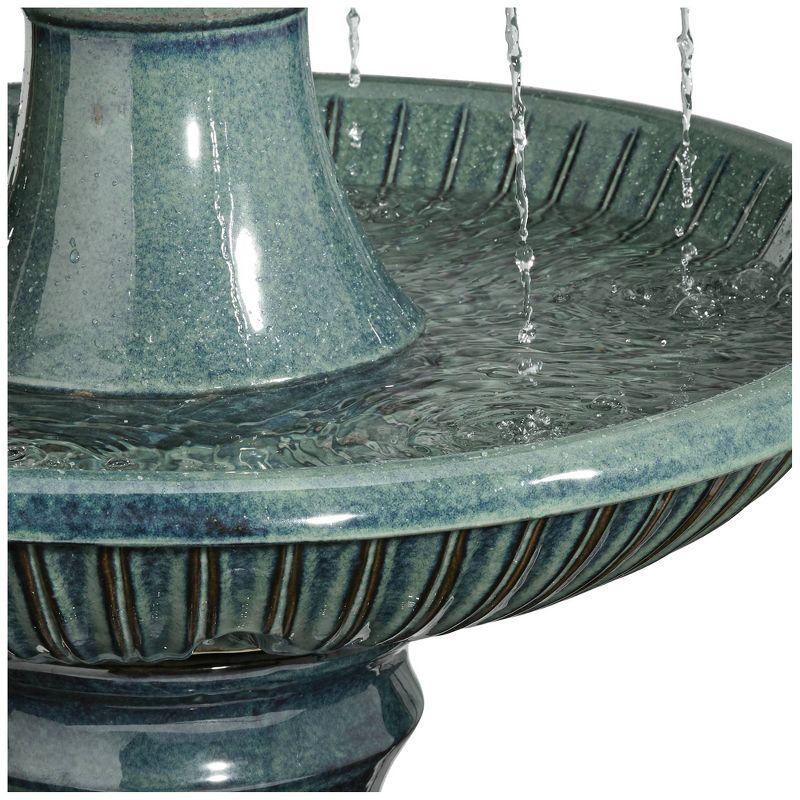 John Timberland Outdoor Floor Water Fountain with Light LED 46" High Three Tier for Yard Garden Patio Deck Home