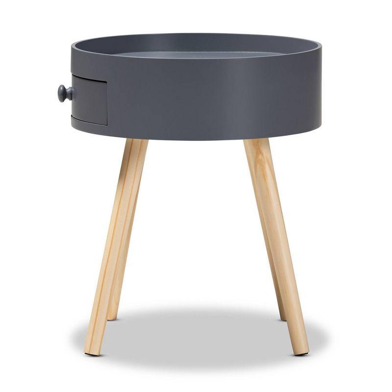 1 Drawer Jessen Wood Nightstand Gray - Baxton Studio: Bedside Table with Storage, Angled Legs
