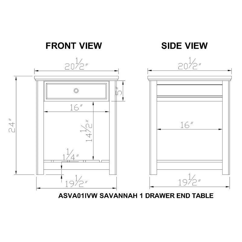 Savannah End Table Ivory with Natural Wood Top - Bolton Furniture