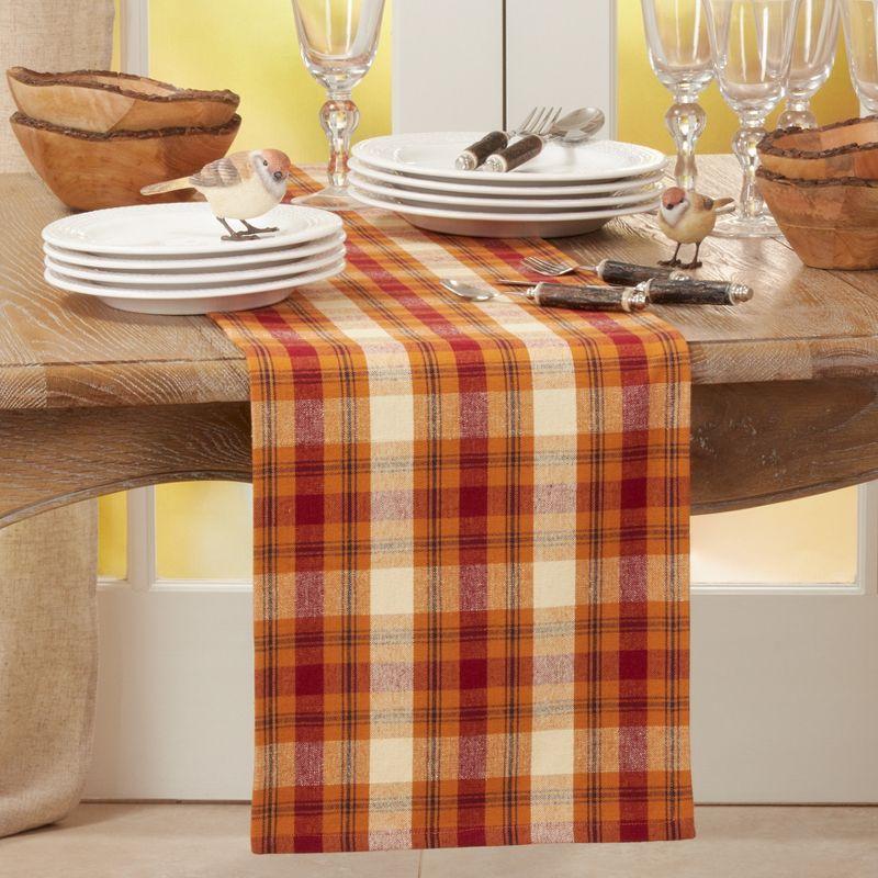 Saro Lifestyle Plaid Runner, Rust, 13" x 72"