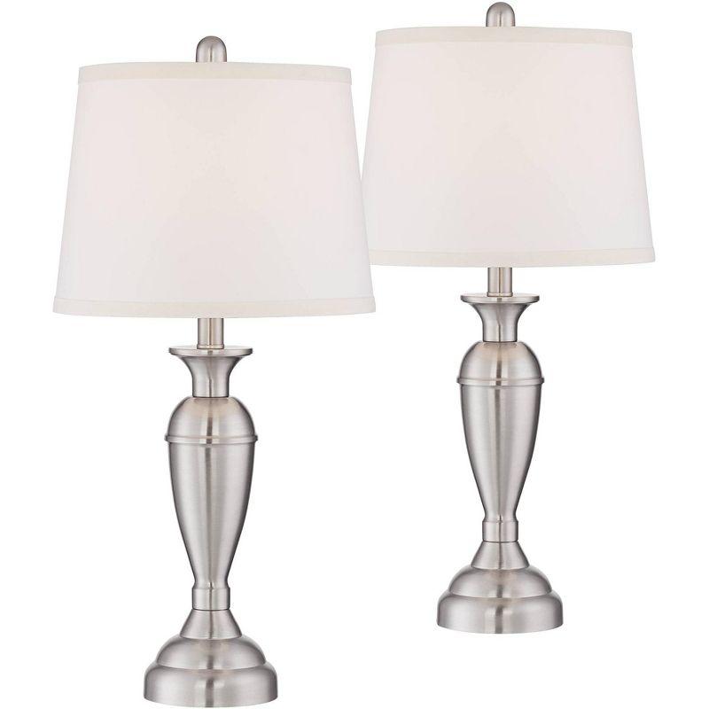 White Brushed Nickel Candlestick Table Lamp Set of 2