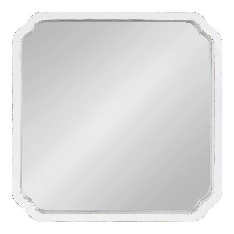 Kate & Laurel All Things Decor 24"x24" Marston Farmhouse Rectangle Wall Mirror White: No Assembly, Wood Frame, Wall Mounted