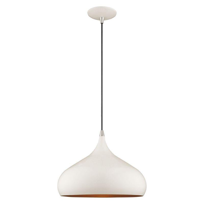 Livex Lighting Metal Shade 1 - Light Pendant in  Shiny White