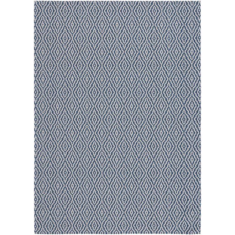 Navy and Light Grey Wool 8' x 10' Braided Rug