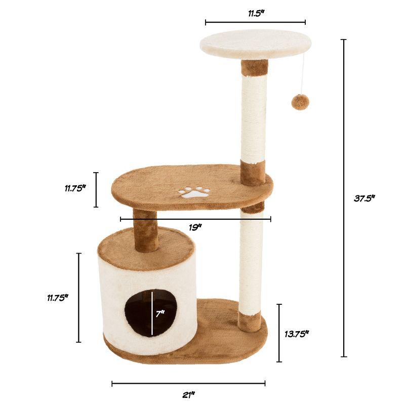 Tan 3-Tier Cat Tower with Sisal Scratch Posts