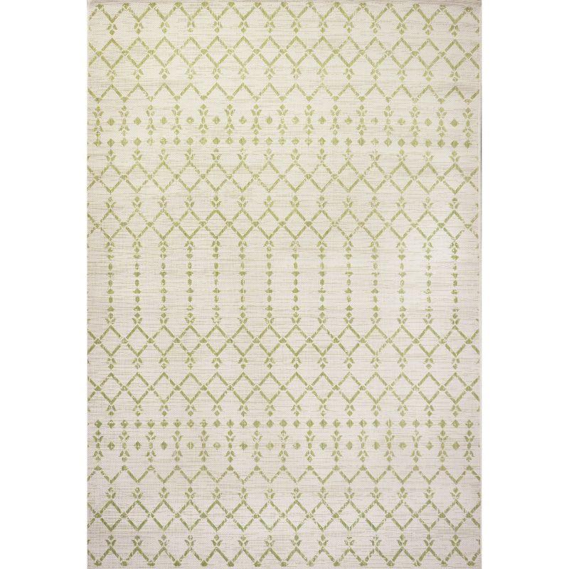 Ourika Moroccan Geometric Textured Weave Indoor/Outdoor Area Rug - JONATHAN Y