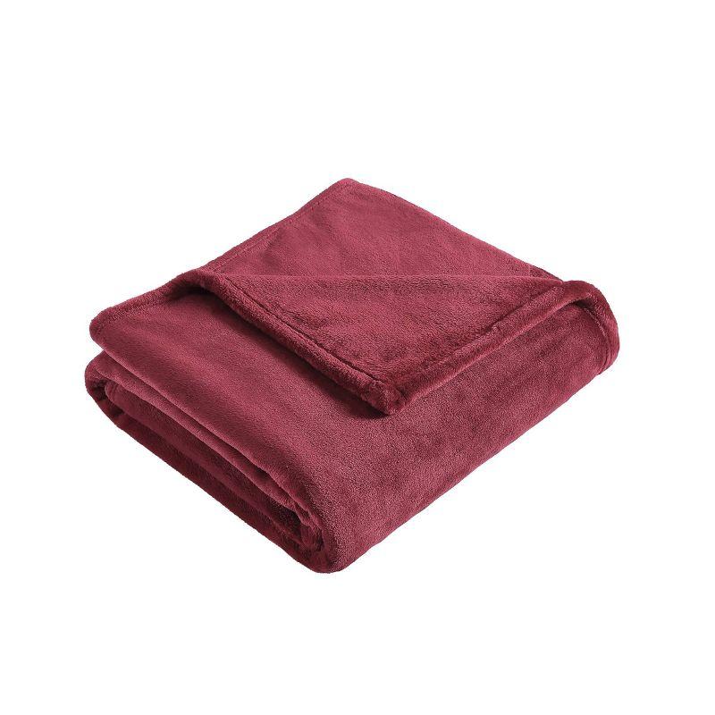 Luxurious Dark Red Sherpa 50"x60" Reversible Plush Throw