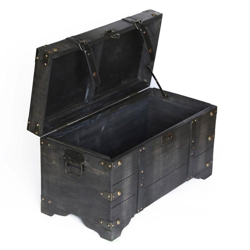 Vintiquewise Distressed Black Medium Wooden Storage Trunk