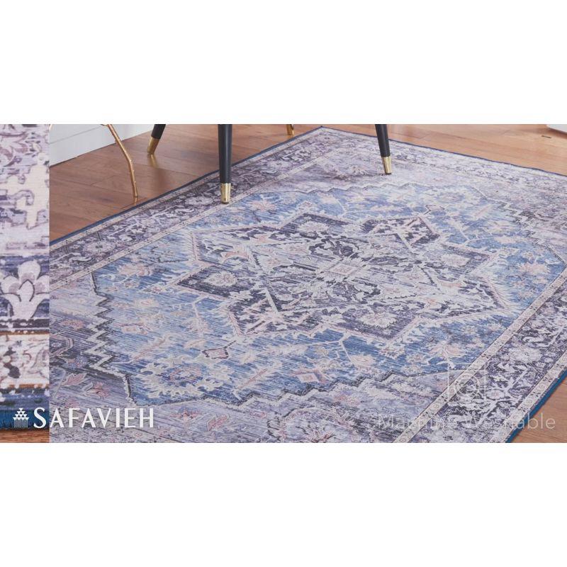 Tucson 3' x 5' Blue Charcoal Synthetic Washable Non-Slip Area Rug