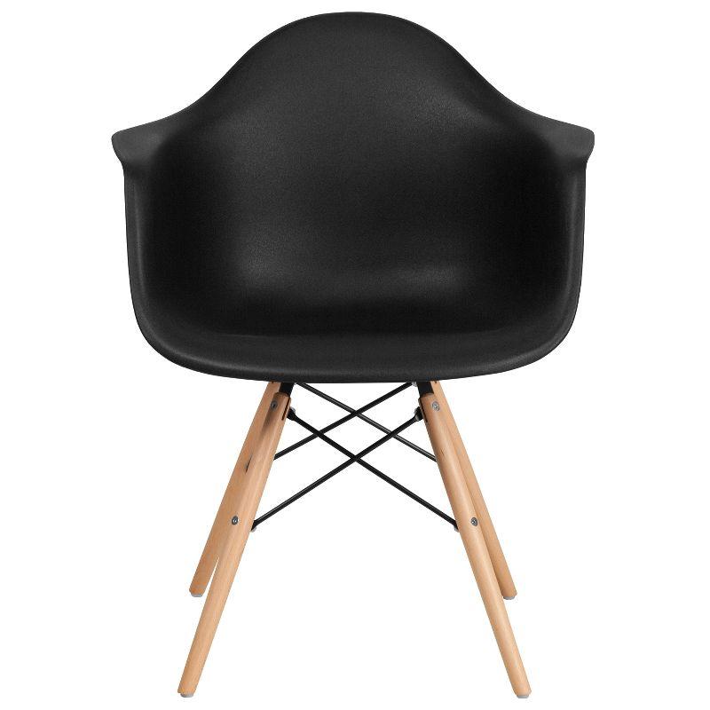 Modern Black Polypropylene Arm Chair with Wooden Legs