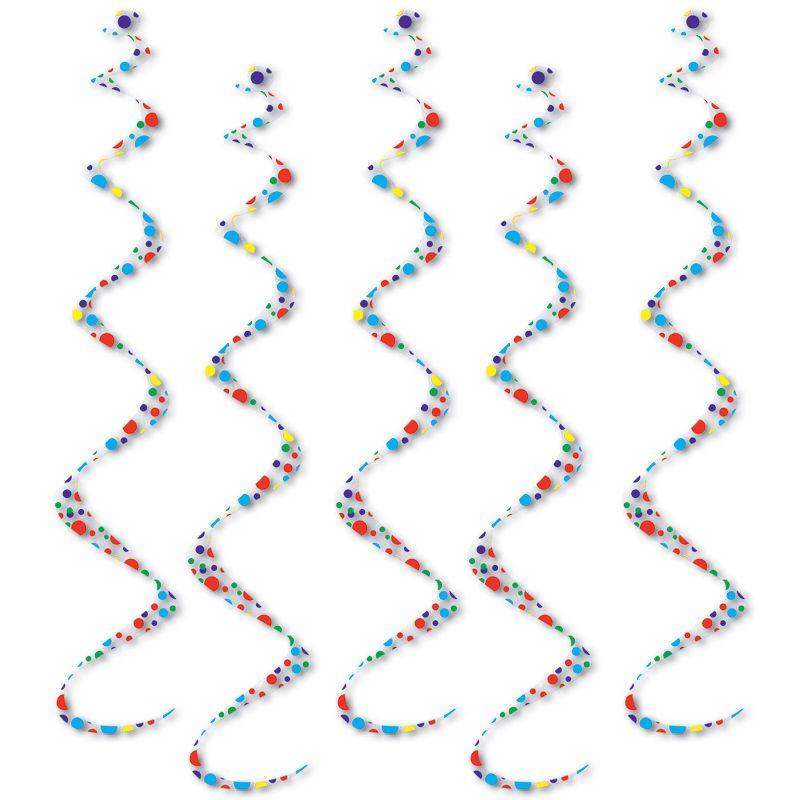 Beistle Printed Polka Dots Twirly Whirlys, 24", (10/Pkg) Multicolored