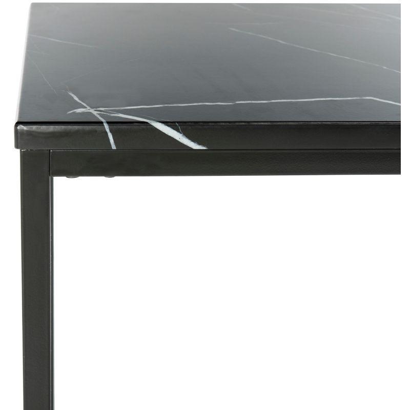 Transitional Black Marble & Metal Console Table - 39" Rectangular