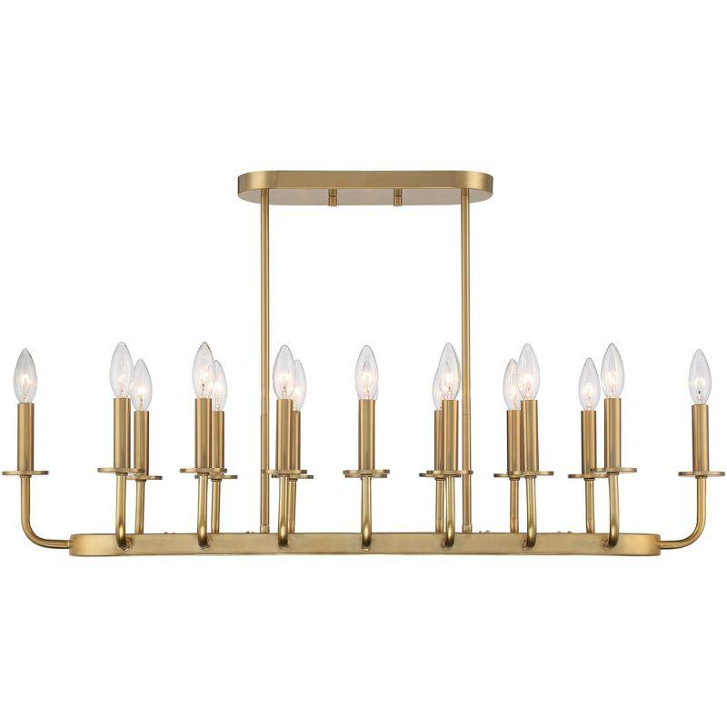 Stiffel Soft Gold Linear Pendant Chandelier 38 3/4" Wide Modern Open Frame 16-Light Fixture for Kitchen Island Dining Room House