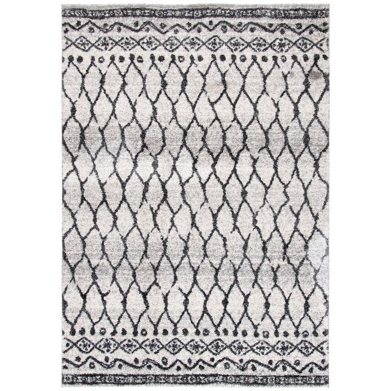 Tunisia Black and Ivory Geometric 8' x 10' Area Rug