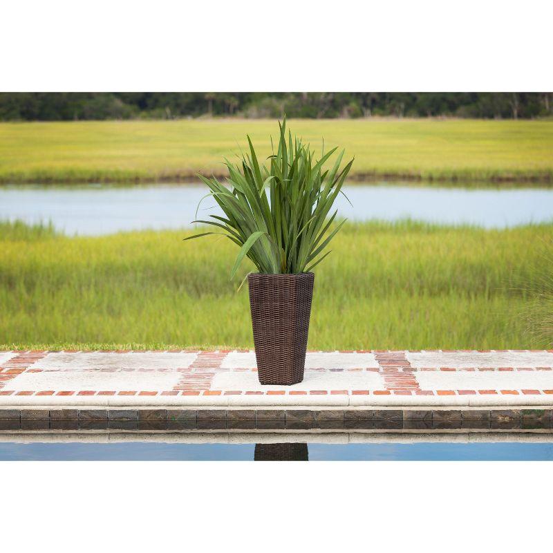 PatioSense Alto Balkene Home Alto Wicker Planter with Liners ,Tall Plant Decor Box for Outdoors - Mocha - Pack of 2