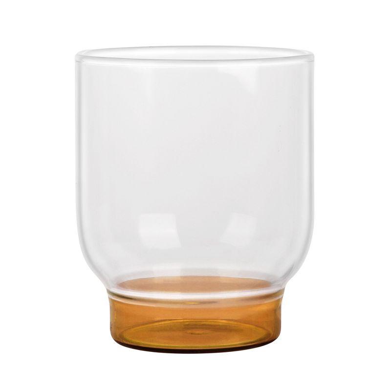 Elle Decor Set of 4 Water Drinking Glasses, 12 Oz Whiskey Tumblers, Clear Glass Cups with Heavy Weighted Colored Base