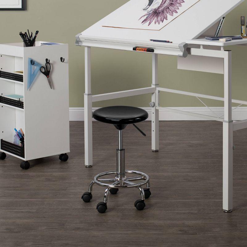 Inbox Zero Cowgill Adjustable Height Industrial Stool with Footring Wheels