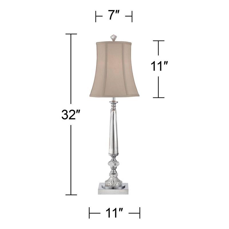 Vienna 27'' Chrome Finish Crystal Column Console Table Lamp with Taupe Bell Shade