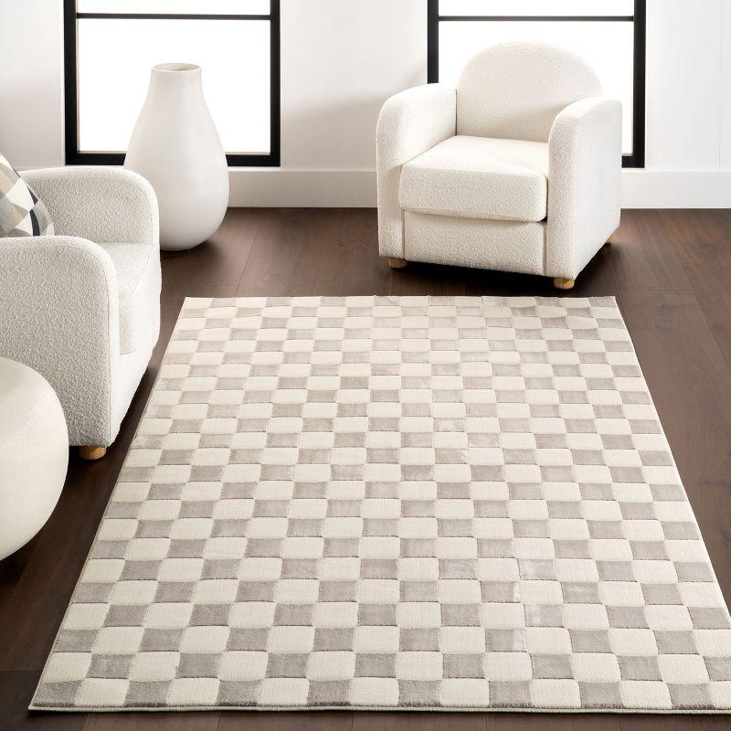 Nuloom Alaiya Checkered Pet Friendly Textured Machine Washable Area Rug, 5' x 8', Cream