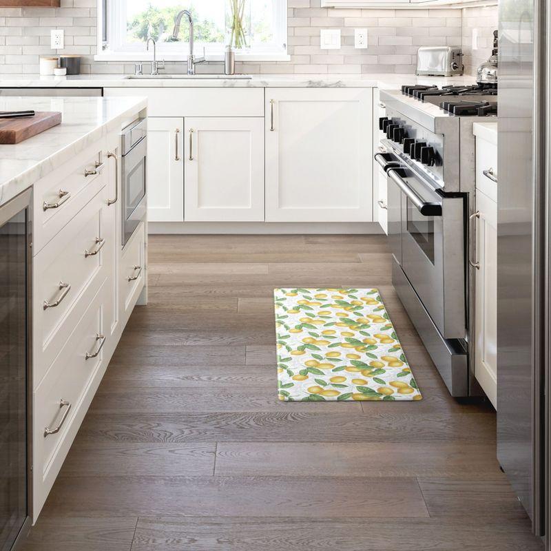 White and Yellow Lemon Print Anti-Fatigue Kitchen Mat