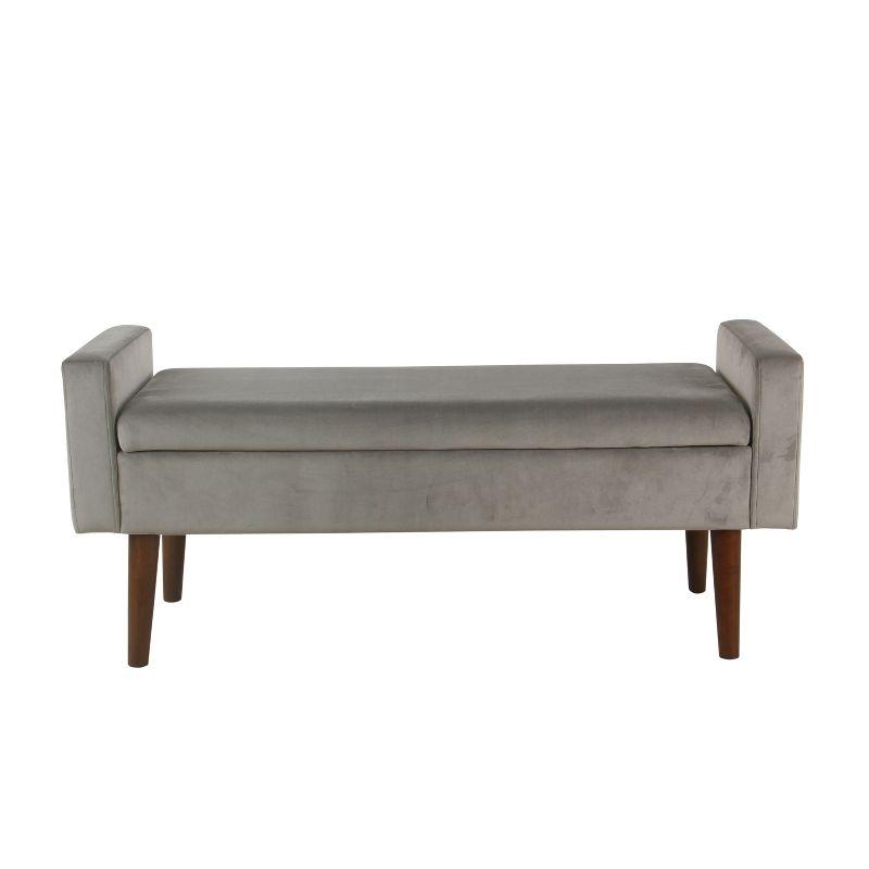 Fulton Velvet Storage Bench Gray - HomePop: Upholstered Ottoman, Entryway Seating with Plywood Frame