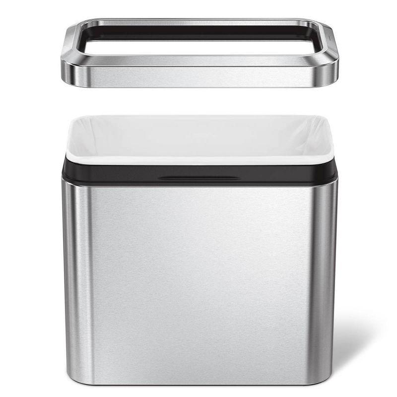 simplehuman 25 Liter / 6.6 Gallon Slim Open Commercial Trash Can, Brushed Stainless Steel