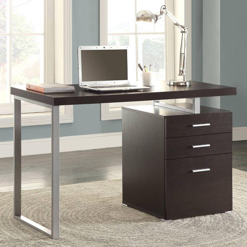 Cappuccino Brown Contemporary 47'' Home Office Desk with Filing Drawer