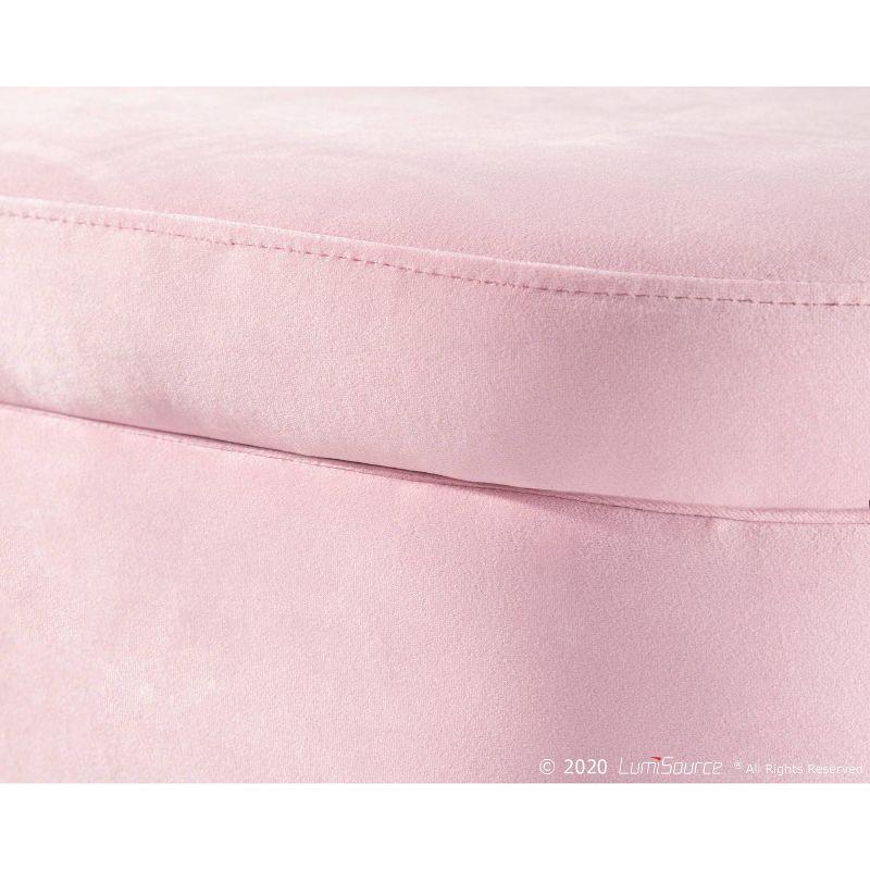 48" Chloe Contemporary Upholstered Storage Bench Gold/Blush Pink - LumiSource: Velvet, Flip-Top Lid, Metal Base