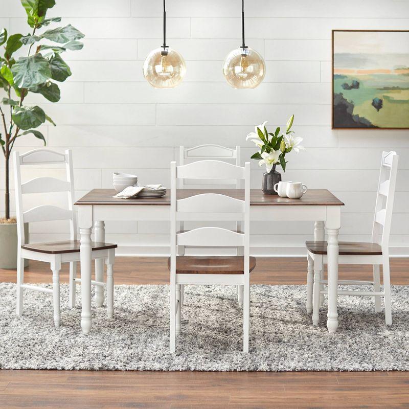 Skipton White and Walnut Rubberwood Dining Table for Six