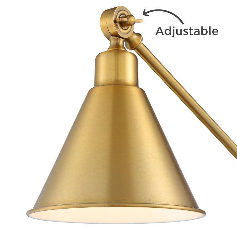 360 Lighting Wray Modern Desk Lamp 26 3/4" High Warm Brass Metal with USB Charging Port Adjustable Arm Head for Bedroom Living Room Bedside House Home